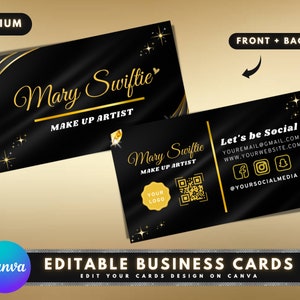 Beauty Visitenkarten, DIY Marketing Karten Vorlagen Design, Make Up Artist Karte, Gold Luxus Karten, Lash Hair Nails Visitenkarte Vorlage
