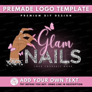 Nails Logo, DIY Logo Design Template, Nail Logo, Nail Technician Logo, Makeup Artist Logo, Nail Polish Logo, Premade Business Logo