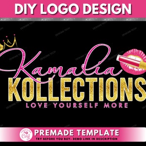DIY Beauty Logo, Edit Yourself Boutique Logo Design, Cosmetics Logo, Makeup Logo, Feminine Logo, Hair Logo, Premade Business Logo Template