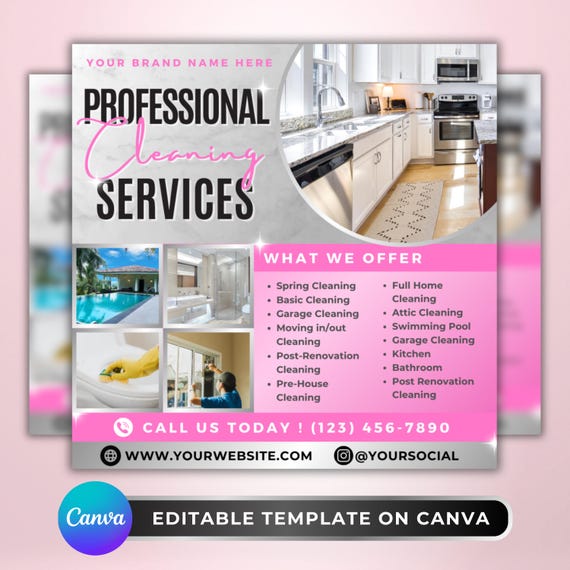 Cleaning Services Flyer, DIY Flyer Template Design, Professional Cleaning Flyer, Maid Service Flyer, Premade House Cleaning Janitorial Flyer