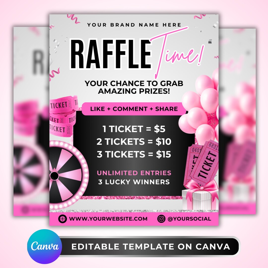 Weekly Raffle Promotion Raffle Giveaway Flyer: Small Business Promo Ticket Event Design, Pink ...