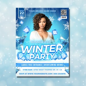 Winter party
DJ event
Flyer template
Music
Dance
Party
Fun
Excitement
Celebration
Entertainment
Nightlife