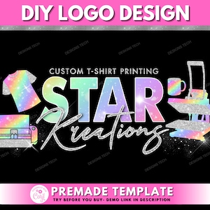 Heat Press Logo, DIY Logo Design Template, T-shirt Design Logo, Shirt Designer Logo, Cricut Logo, Crafting Logo, Crafter Logo, Business Logo