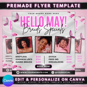 May Braids Specials Flyer, DIY Flyer Template Design, May Deals Flyer ...