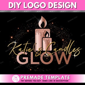 Candle Logo, DIY Logo Design Template, Candle Wax Logo, Candlestick Logo, Candle Shop Logo, Premade Candle Business Logo