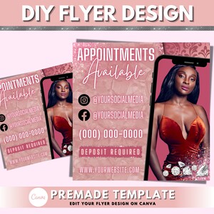 Appointment Flyer, DIY Flyer Design, Social Media Flyer, Book Now Flyer, Appointments Available Flyers, Premade Business Flyer Template