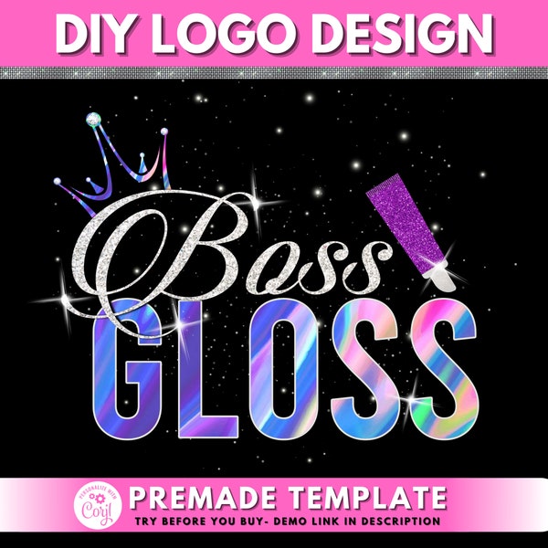 DIY Lip Gloss Logo, Beauty Logo, Lipgloss Logo, Gloss Logo, Lip Logo, Makeup Logo, Cosmetics Logo, Business Logo Template Design