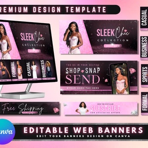 Website Banners, DIY Web Banner Template Design, Shopify Website Banners, Fashion Web Banners, Boutique Web Banners, Premade Business Design