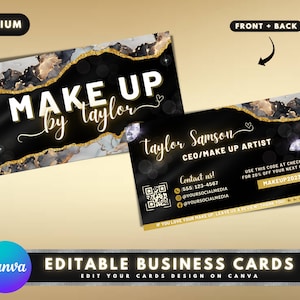 Visitenkarten, DIY Visitenkarten Template Design, Beauty Boutique Visitenkarten, Gold Makeup Artist Visitenkarte, vorgefertigte Visitenkarten