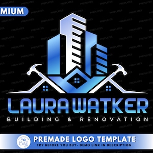 Logotipo de renovación, plantilla de diseño de logotipo de bricolaje, logotipo de construcción, logotipo de servicios de construcción, logotipo de remodelación, logotipo de empresa de reparación de viviendas prefabricado