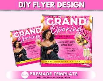 Grand Opening Flyer, DIY Flyer Template, Celebration Flyer, Social Media Flyer, Beauty Flyer, Grand Opening Post, Business Flyer Design