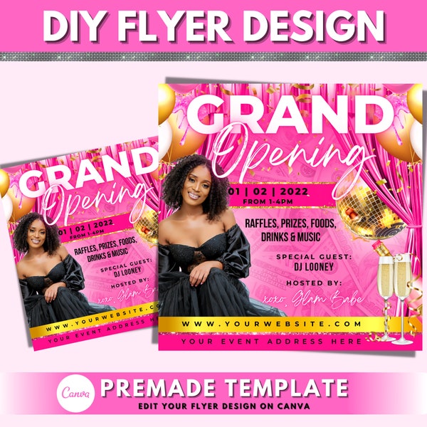 Grand Opening Flyer, DIY Flyer Template, Celebration Flyer, Social Media Flyer, Beauty Flyer, Grand Opening Post, Business Flyer Design