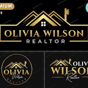 Real Estate Logo, DIY Logo Design Template, Real Estate Agent Logo, Realtor Logo, House Logo, Key Logo, Premade Gold Logo Design