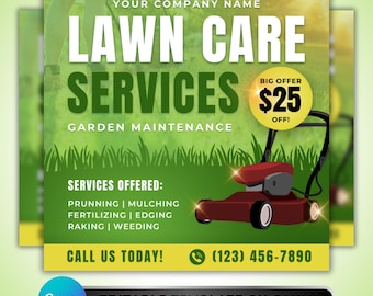 Lawn Care Flyer: Landscaping Garden Maintenance Promotion Business Marketing Editable Canva Template Design Download