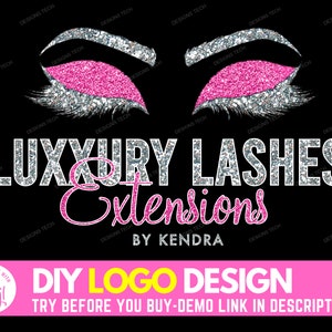 Lash Logo, DIY Edit Yourself Lashes Logo Design, Beauty Logo, Eyelashes Logo, Lash Extensions Technician Artist Logo, Salon Logo Template
