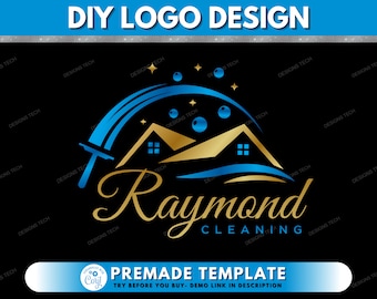 Cleaning Logo, DIY Logo Design Template, House cleaning logo, Cleaning Service Logo, Housemaid Logo, Maid Service Logo, House Chores Logo
