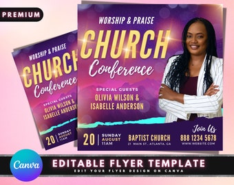 Church Flyer, DIY Flyer Template Design, Church Conference Flyer, Church Service Flyer, Prayer Flyer, Worship Flyer, Premade Editable Flyer