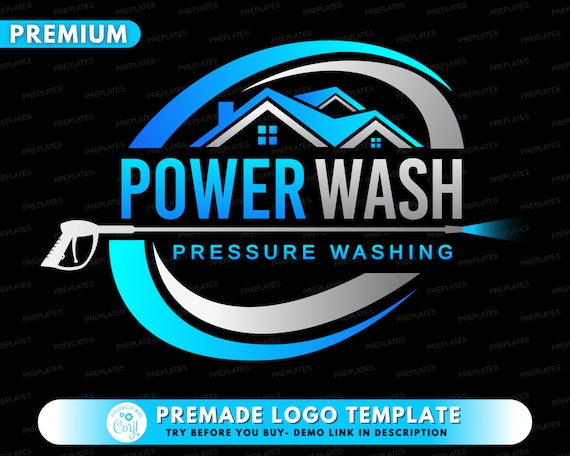 House Cleaning Logo, DIY Logo Design Template, Pressure Washing Logo, Home Innovation Logo, Power Washing Logo, Premade Business Logo