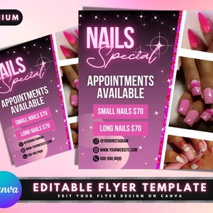 Nails Special Flyer, DIY Flyer Template Design, Booking Flyer, Appointment Flyer, Nail Tech Flyer, Stylist Flyer, Premade Business Flyer