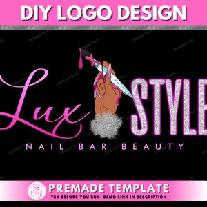 Nail Logo Design, DIY Nails Logo, Nail Artist Logo, Beauty Logo, Makeup Logo, Nail Tech Salon Logo, Nail Polish Logo, Business Template