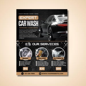 Printable Car Wash Flyer for Auto Care and Cleaning Promotion