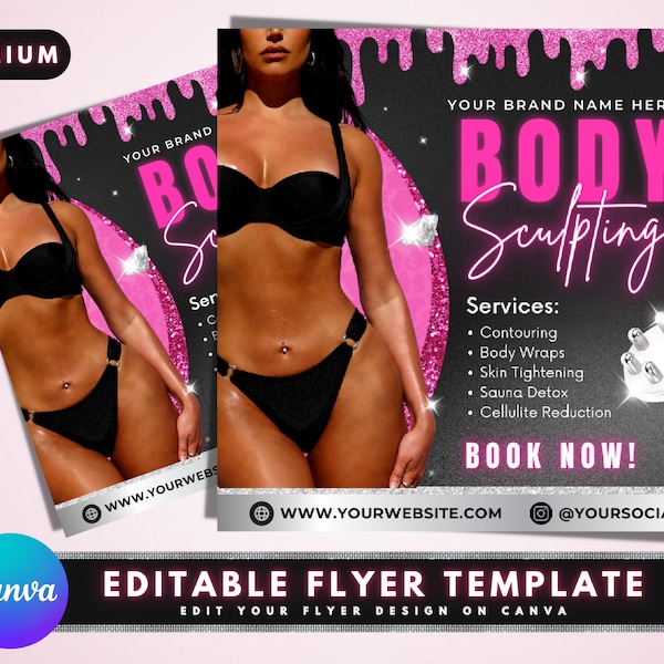 Body Contouring Flyer, DIY Flyer Vorlage, Körperkontur Flyer, Body Spa Flyer, Body Sculpting Flyer, Social Media Flyer, vorgefertigte Vorlage