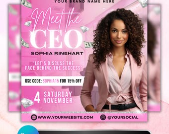 Folleto "Conoce al CEO": Plantilla para eventos empresariales y promociones de marca, diseño editable en Canva