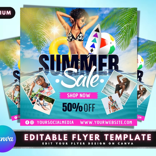 Summer Sale Flyer, DIY Flyer Template Design, Summer Flyer, Hair Flyer, Flash Sale Flyer, Boutique Flyer, Social Media Flyer, Premade Flyer