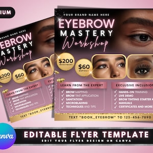 Eyebrow Masterclass Flyer, DIY Flyer Template Design, Eye Brow Tint Course Flyer, Brow Tinting Class Flyer, Premade Eyebrow Training Flyer