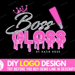 DIY Beauty Logo, Edytuj Logo Błyszczyka Do Ust, Projekt Logo Błyszczyka Do Ust, Logo Artysty Ust, Szablon Logo Brandingu Biznesu Kosmetyków Do Makijażu
