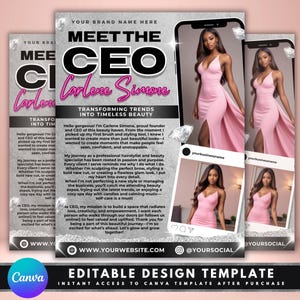 Meet The CEO Flyer, DIY Flyer Template Design, Boss Babe Event Flyer, Women in Business CEO Branding Flyer, Premade Business Owner Spotlight