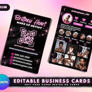 Cartes de visite Instagram, modèle de carte de visite DIY Canva, Cartes IG pour influenceurs, Cartes numériques PME, Cartes de visite préfabriquées