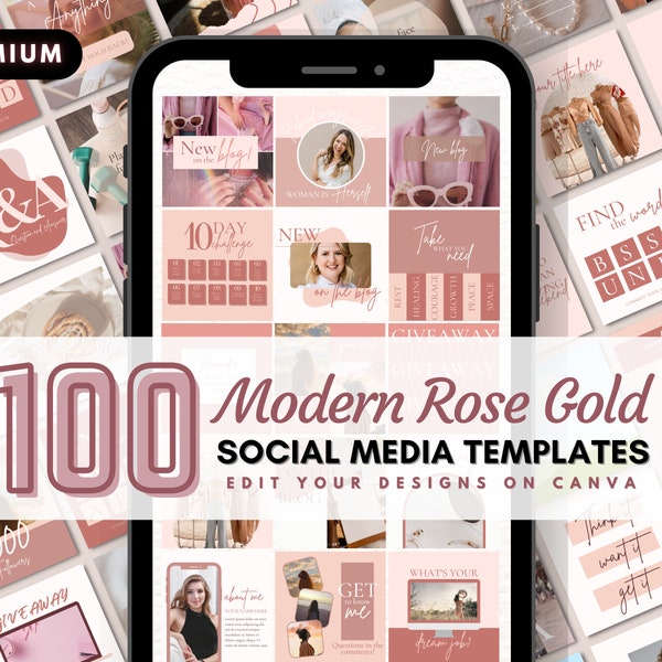 Social Media Posts, DIY Flyer Design, Moderne Rose Gold Postbundel, Instagram Posts, Coach Posts, Blogger Posts, Premade Business Templates