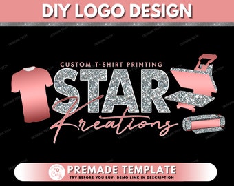 DIY Heat Press Logo, T-shirt Design Logo, Shirt Designer Logo, Cricut Logo, Crafting Logo, Crafter Logo, Premade Business Logo Template