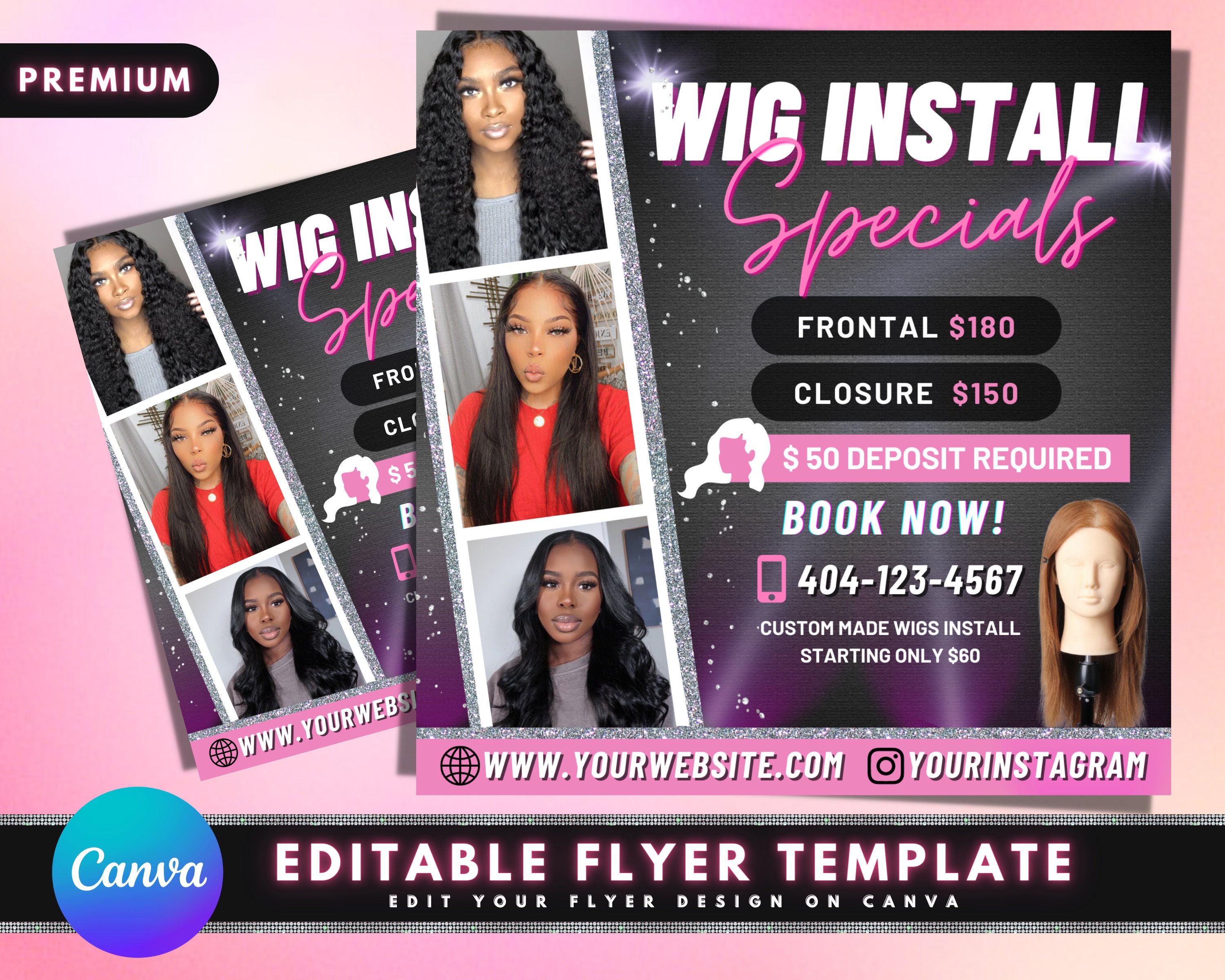 Wig Install Flyer DIY Flyer Template Design Hair Appointment Etsy
