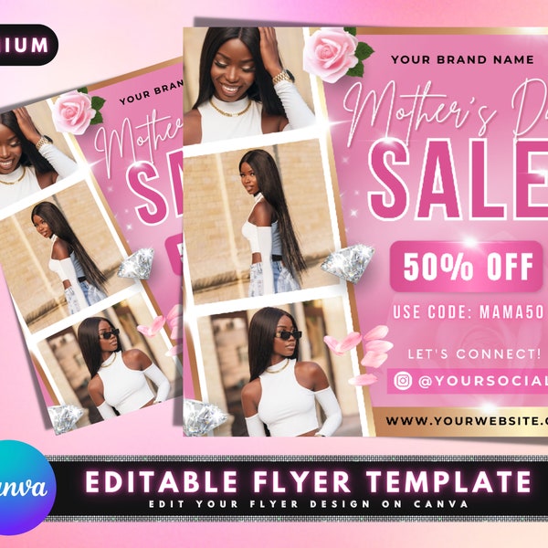 Mother's Day Sale Flyer, DIY Flyer Template Design, Hair and Lash Flyer, Boutique Flyer, Beauty Social Media Flyer, Premade Business Flyer