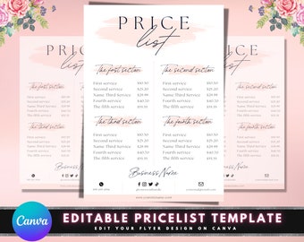 Price List, DIY Flyer Template Design, Price Sheet, Hair Pricing Flyer, Pricelist Flyer, Pricing Guide Sheet, Premade Salon Business Flyer