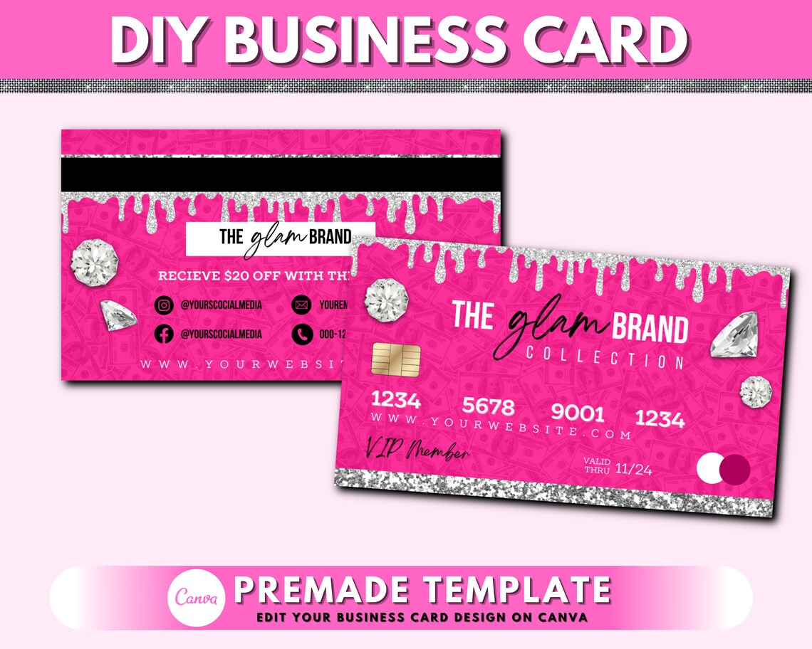 Credit Card Business Cards DIY Business Card Design Cash Etsy