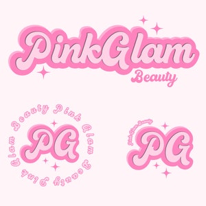 Beauty Logo, DIY Logo Design Template, Pink Retro Logo, Lash Logo, Hair ...