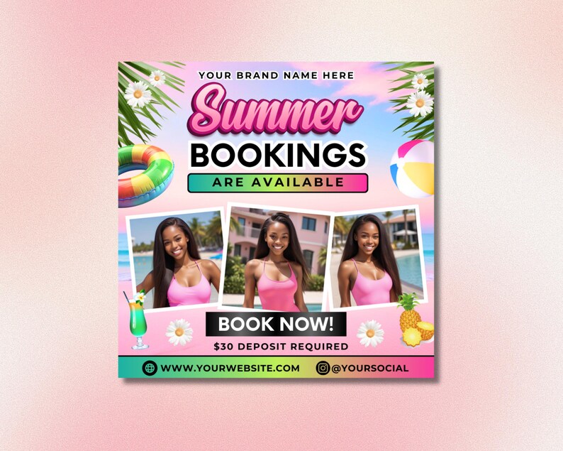 Summer Flyer
Booking Flyer
Raffle Flyer
Beauty Flyer
Hair Flyer
Salon Flyer
Summer Sale
Promotion Flyer
Event Flyer
Social Media Post
Flyer Template
Canva Template
Bundle Template
Hair Extensions
Frontals
Closures
Bohemian Curl
Peruvian Wave
Hair Appointment
Book Now
$30 Deposit
Summer Hair
Beauty Salon
Hair Stylist
Raffle Ticket
Summer Vibes
Lucky Winners
Raffle Treats
Discount Raffle
Summer Booking Flyer
Hair Extension Flyer
Beauty Salon Template
Summer Raffle Flyer
Small Business Flyer