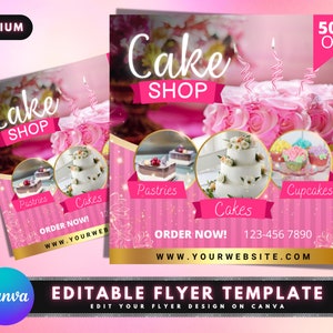 Kuchen Flyer, DIY Flyer Template Design, Süße Leckerei Flyer, Bäckerei Flyer, Bake Sale Flyer, Backen Flyer, Kekse Cupcakes Business Flyer