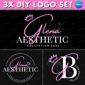Beauty Salon Logo Set, DIY Design Template, Pink Business Logo, Modern Logo, Wellness Logo, Skin Care Logo, Premade Aesthetics Boutique Logo