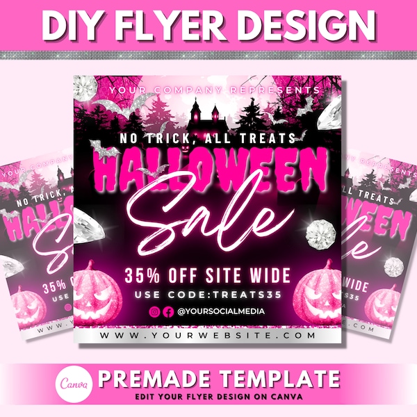 Halloween Sale Flyer, DIY Flyer Design Template, Fall Sale, Social Media Flyer, Scary Instagram Flyer, Premade Business Flyer Design