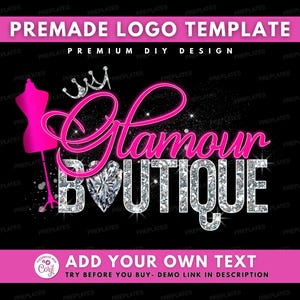 Boutique Logo, DIY Logo Design Template, Fashion Logo, Crown Diamond Logo, Shop Logo, Store Clothing Logo, Premade Retail Business Logo