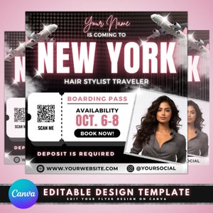Traveling Hair Stylist Flyer, DIY Flyer Template Design, Travel Flyer, Destination Flyer, Beauty Flyer, Premade Traveler Makeup Artist Flyer