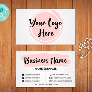 Visitenkarten, DIY Rosegold Visitenkarten Vorlage, vorgefertigte feminine Visitenkarten Design, Moderne Aquarell Visitenkarten- ADD Your LOGO
