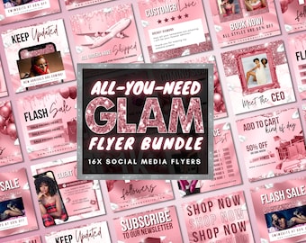 Social Media Flyer Bundle, DIY Flyer Template Design, Rose Gold Flyers, Hair Bundle Flyers, Beauty Sale Flyers, Instagram Business Flyers