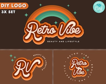 Retro Logo, DIY Logo Design Template, Boho Logo, Rainbow Logo, Photographer Logo, Blog Logo, Colorful Logo, Premade Business Logo