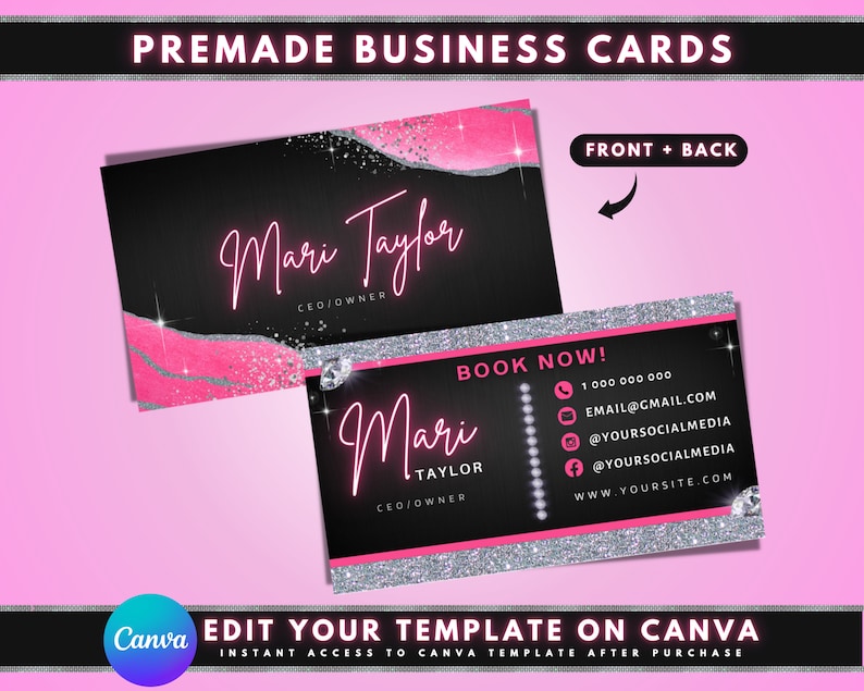 CEO
Founder
Executive
Entrepreneur
Boss Lady
Chic
Fashionable
Creative
Eye-Catching
Business Card Template
Downloadable Template
Pink
Blush Pink
Rose Gold
Metallic Pink
Fuchsia
Silver
Glitter
Shimmer
Elegant
Modern
Glamorous