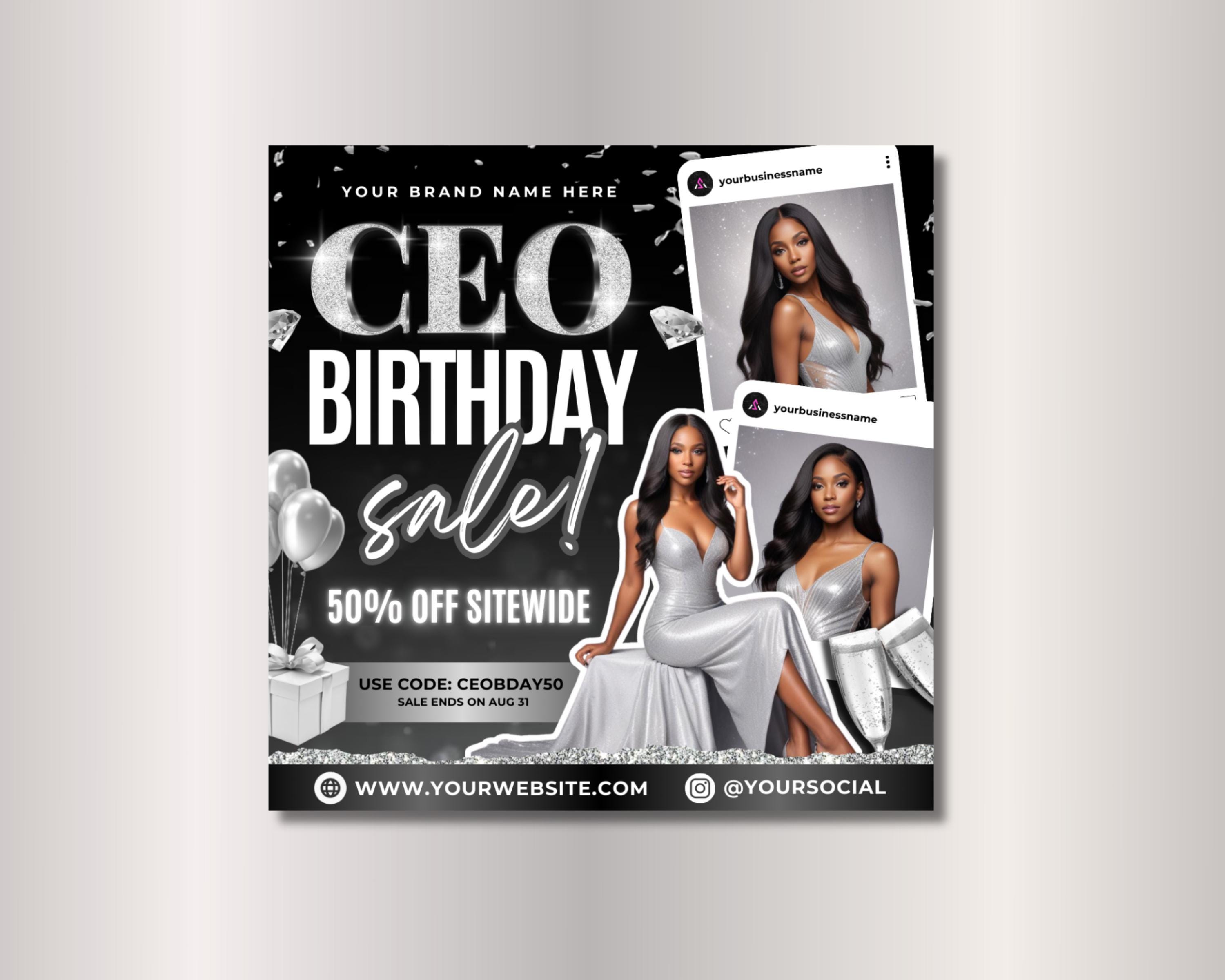 CEO Birthday Sale Flyer, DIY Flyer Template Design, Special Offers ...